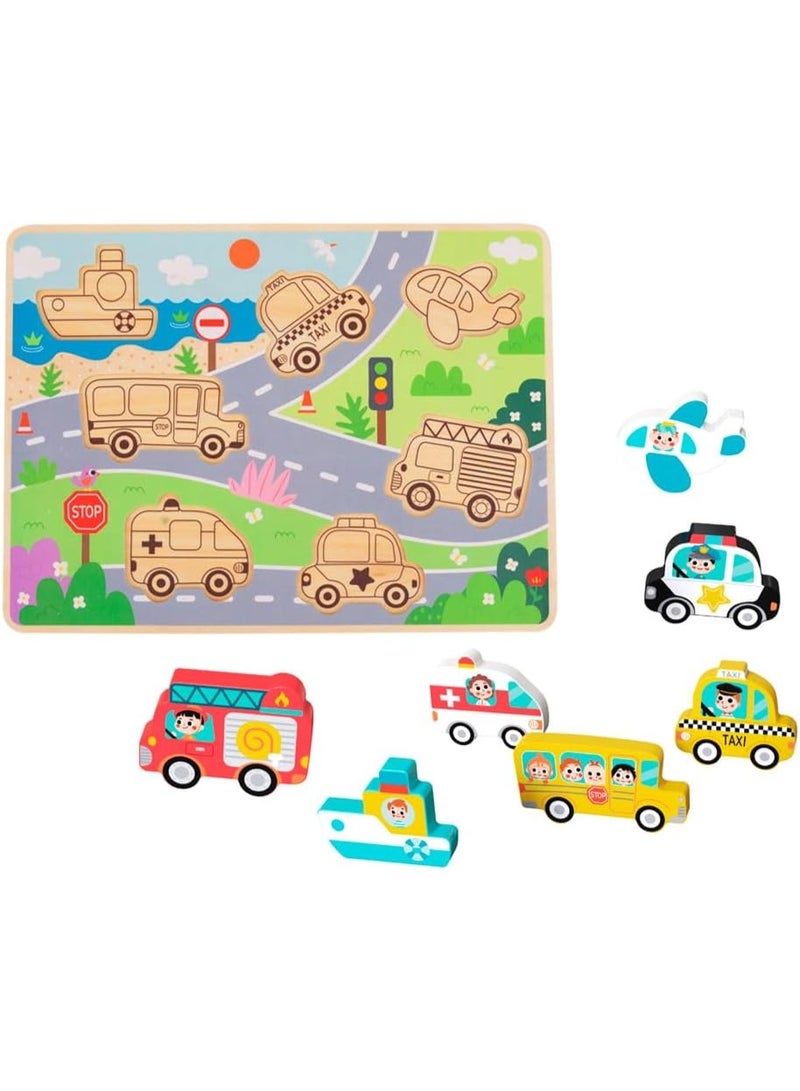 Tooky Toy Wooden Chunky Puzzle – Transportation - Image 4